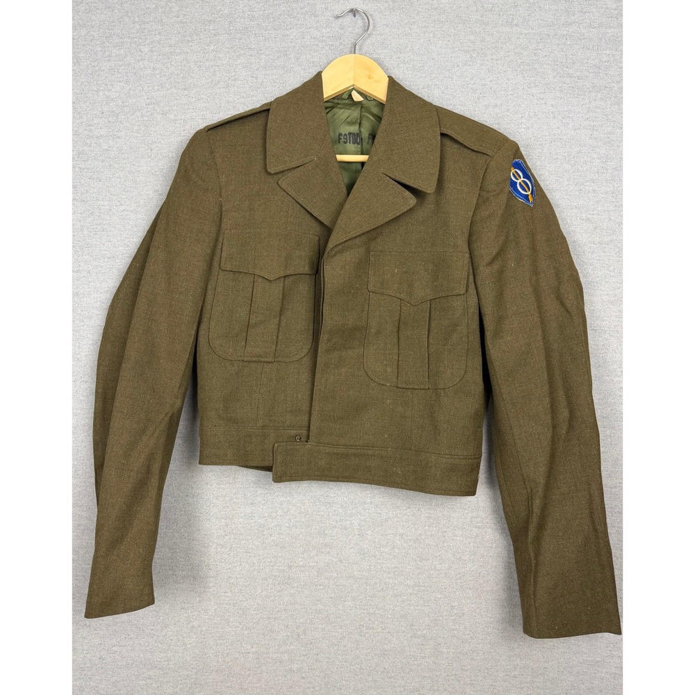 Vintage US Army Ike Jacket Wool Field Uniform Coat Olive Drab 36R 80th Infantry